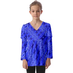 Abstract Tech Modern Pattern Kids  V Neck Casual Top by dflcprintsclothing