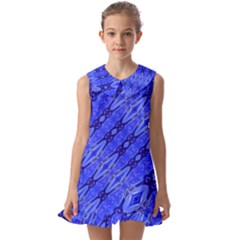 Abstract Tech Modern Pattern Kids  Pilgrim Collar Ruffle Hem Dress by dflcprintsclothing