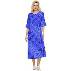 Abstract Tech Modern Pattern Double Cuff Midi Dress by dflcprintsclothing