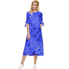 Abstract Tech Modern Pattern Bow Sleeve Chiffon Midi Dress by dflcprintsclothing