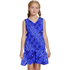 Abstract Tech Modern Pattern Kids  Sleeveless Tiered Mini Dress by dflcprintsclothing