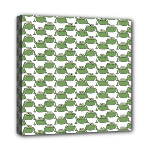 Funny Frog Cartoon Drawing Motif Pattern Mini Canvas 8  X 8  (stretched) by dflcprintsclothing