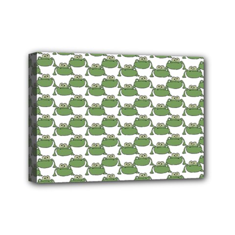 Funny Frog Cartoon Drawing Motif Pattern Mini Canvas 7  X 5  (stretched) by dflcprintsclothing