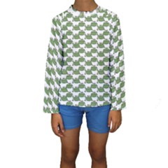 Funny Frog Cartoon Drawing Motif Pattern Kids  Long Sleeve Swimwear by dflcprintsclothing