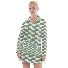 Funny Frog Cartoon Drawing Motif Pattern Women s Long Sleeve Casual Dress by dflcprintsclothing