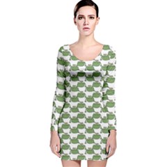 Funny Frog Cartoon Drawing Motif Pattern Long Sleeve Velvet Bodycon Dress by dflcprintsclothing