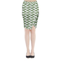 Funny Frog Cartoon Drawing Motif Pattern Midi Wrap Pencil Skirt