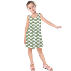 Funny Frog Cartoon Drawing Motif Pattern Kids  Sleeveless Dress by dflcprintsclothing