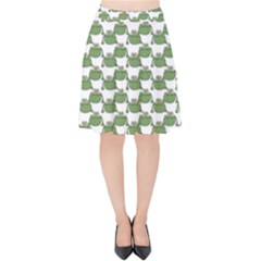 Funny Frog Cartoon Drawing Motif Pattern Velvet High Waist Skirt by dflcprintsclothing