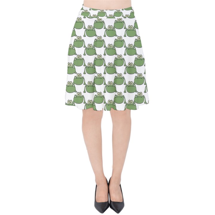 Funny Frog Cartoon Drawing Motif Pattern Velvet High Waist Skirt