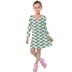 Funny Frog Cartoon Drawing Motif Pattern Kids  Long Sleeve Velvet Dress