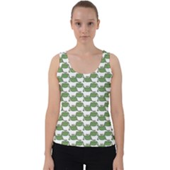 Funny Frog Cartoon Drawing Motif Pattern Velvet Tank Top by dflcprintsclothing