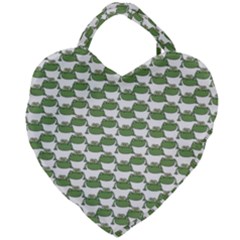 Funny Frog Cartoon Drawing Motif Pattern Giant Heart Shaped Tote by dflcprintsclothing