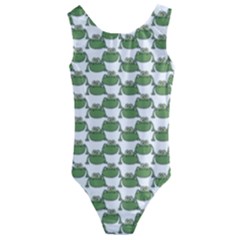 Funny Frog Cartoon Drawing Motif Pattern Kids  Cut-out Back One Piece Swimsuit by dflcprintsclothing