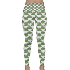 Funny Frog Cartoon Drawing Motif Pattern Lightweight Velour Classic Yoga Leggings by dflcprintsclothing