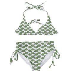 Funny Frog Cartoon Drawing Motif Pattern Kids  Classic Bikini Set by dflcprintsclothing