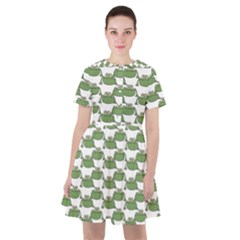 Funny Frog Cartoon Drawing Motif Pattern Sailor Dress by dflcprintsclothing