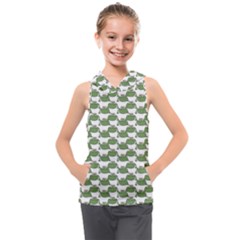 Funny Frog Cartoon Drawing Motif Pattern Kids  Sleeveless Hoodie by dflcprintsclothing