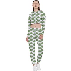 Funny Frog Cartoon Drawing Motif Pattern Cropped Zip Up Lounge Set by dflcprintsclothing