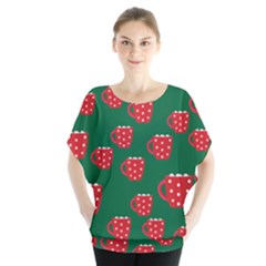 Christmas Coffee Batwing Chiffon Blouse