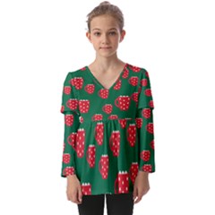 Christmas Coffee Kids  V Neck Casual Top by designsbymallika