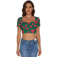 Christmas Coffee Short Sleeve Square Neckline Crop Top  by designsbymallika