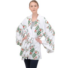 Background Ornamental Pattern Graphic Seamless Long Sleeve Velvet Kimono  by Pakemis