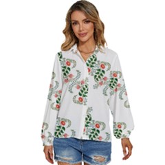 Background Ornamental Pattern Graphic Seamless Women s Long Sleeve Button Down Shirt