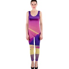 Abstract Geometric Landscape Art 3d Render One Piece Catsuit by Pakemis