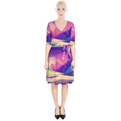 Abstract Geometric Landscape Art 3d Render Wrap Up Cocktail Dress by Pakemis