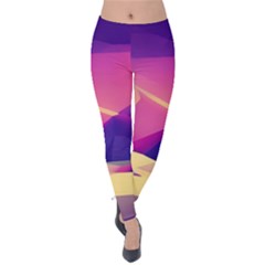 Abstract Geometric Landscape Art 3d Render Velvet Leggings by Pakemis