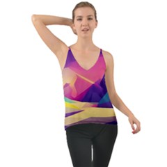 Abstract Geometric Landscape Art 3d Render Chiffon Cami by Pakemis