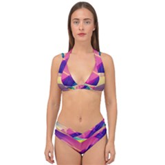 Abstract Geometric Landscape Art 3d Render Double Strap Halter Bikini Set by Pakemis