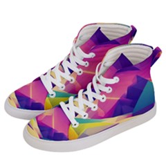 Abstract Geometric Landscape Art 3d Render Women s Hi-top Skate Sneakers by Pakemis