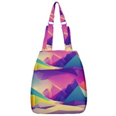 Abstract Geometric Landscape Art 3d Render Center Zip Backpack by Pakemis