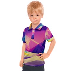 Abstract Geometric Landscape Art 3d Render Kids  Polo Tee