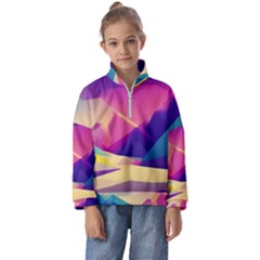 Abstract Geometric Landscape Art 3d Render Kids  Half Zip Hoodie by Pakemis