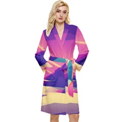 Abstract Geometric Landscape Art 3d Render Long Sleeve Velour Robe by Pakemis