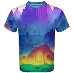 Abstract Geometric Landscape Art 3d Men s Cotton Tee by Pakemis