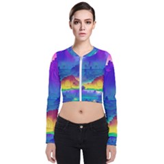 Abstract Geometric Landscape Art 3d Long Sleeve Zip Up Bomber Jacket by Pakemis