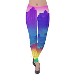 Abstract Geometric Landscape Art 3d Velvet Leggings by Pakemis