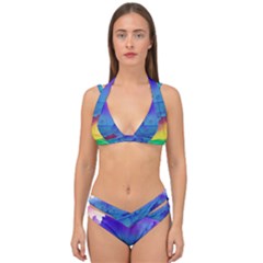 Abstract Geometric Landscape Art 3d Double Strap Halter Bikini Set by Pakemis