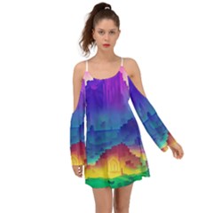 Abstract Geometric Landscape Art 3d Boho Dress by Pakemis