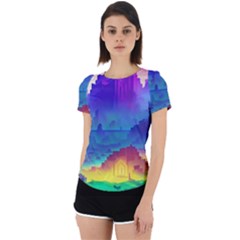 Abstract Geometric Landscape Art 3d Back Cut Out Sport Tee by Pakemis