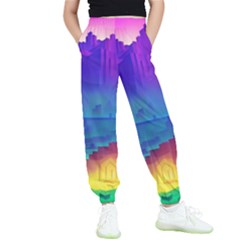 Abstract Geometric Landscape Art 3d Kids  Elastic Waist Pants by Pakemis