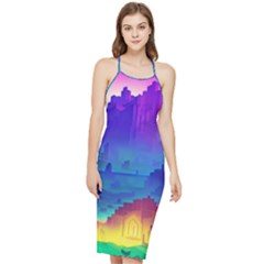 Abstract Geometric Landscape Art 3d Bodycon Cross Back Summer Dress by Pakemis