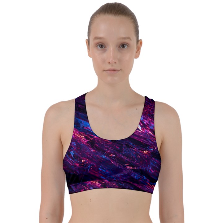 Space Futuristic Shiny Abstraction Back Weave Sports Bra