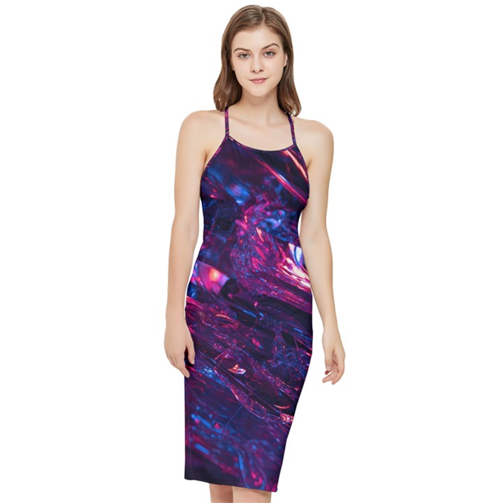 Space Futuristic Shiny Abstraction Bodycon Cross Back Summer Dress