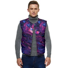 Space Futuristic Shiny Abstraction Men s Short Button Up Puffer Vest	 by Pakemis