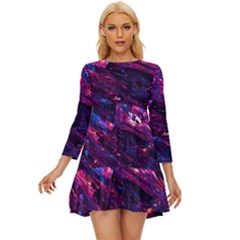 Space Futuristic Shiny Abstraction Long Sleeve Babydoll Dress by Pakemis